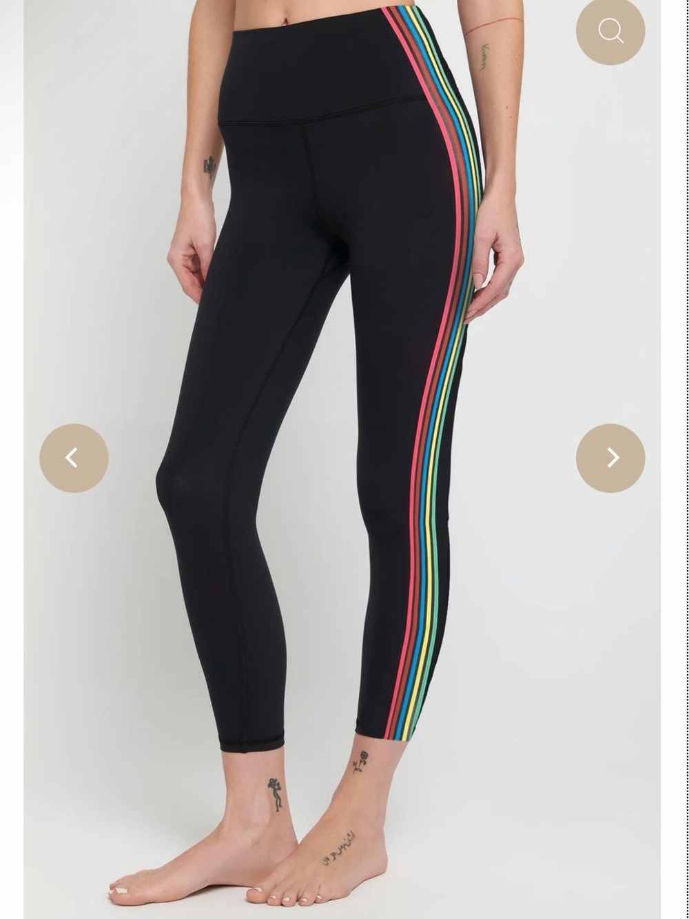 Spiritual Gangster Ada Black Leggings with Bright Rainbow Stripes